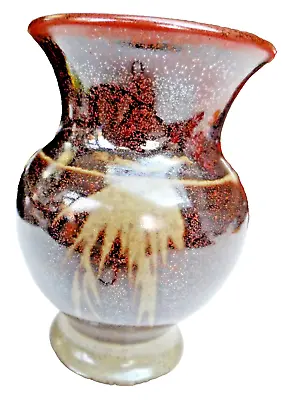 Buy Vintage Eddie Curtis Studio Pottery Vase (Stamped) 14cm Flecked Glaze, Image • 22£