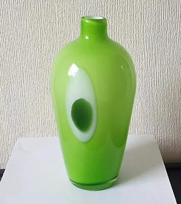Buy Rare Murano Vintage Hand Blown Cased Glass Lime Green High Shoulder Vase 1960's • 130£