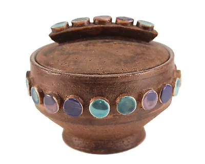 Buy MCM Bitossi Pottery Lidded Covered Bowl #875 Applied Polka Dot Italy Aldo Londi • 340.43£