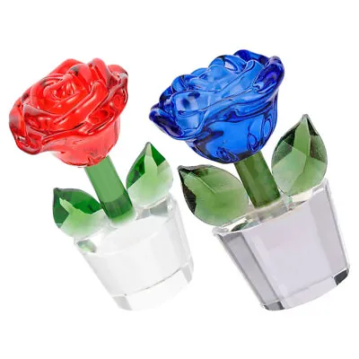 Buy  2 Pcs Crystal Glass Flowers Ornament Romantic Rose Gifts Pick • 25.35£