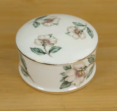 Buy Staffordshire Crown Fine Bone China White Flower Trinket Box • 9.99£