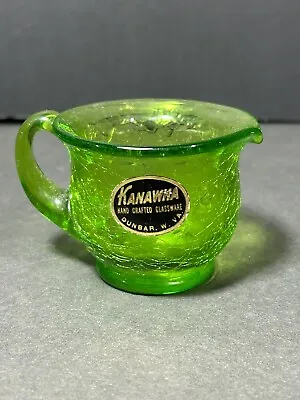 Buy Vtg Crackle Lime Green Pitcher Hand Blown Kanawha Glass Uranium?? • 12.31£