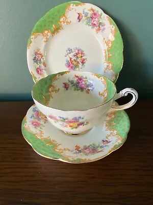 Buy Paragon Fine Bone China Teacup Saucer Tea Side Plate Rockingham Green Royal • 13.99£