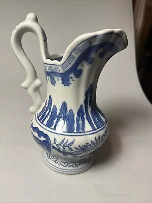 Buy Antique Blue And White Fenton Ironstone Pitcher 9.5” • 71.13£