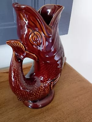 Buy Vintage Dartmouth Pottery Fish Jug Vase, Treacle Brown, Gluggle Gurgle Carp 23cm • 18£