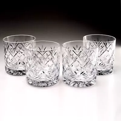 Buy Royal Doulton Set 4 Crystal GEORGIAN Cut Whisky Tumblers Etched Mark 3 ø 200ml • 44.80£