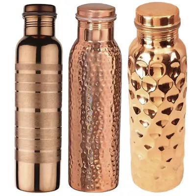Buy 100% Pure Copper Vessel Water Bottle For Yoga Good Health Handmade & Leak Proof • 46.22£