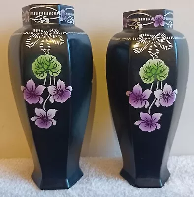Buy 2 X Shelley 1913-1926 Art Nouveau Violette Vases.hand Painted. Good Condition. • 25£