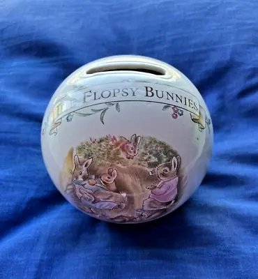 Buy Beatrix Potter Bank Royal Albert Coin Pottery England Money Box Flopsy Bunnies • 5.99£
