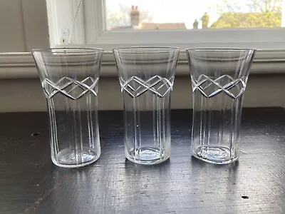 Buy Set Of 3 Antique Diamond Cut Drinking Glasses Beer Wine Water Tumblers • 18£