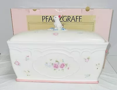 Buy Pfaltzgraff TEA ROSE  15  BREAD BOX W/ BUNNY RABBIT  KNOB - NEW IN BOX • 62.59£