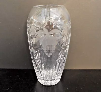 Buy Vintage Royal Brierley Lead Crystal  Fuchsia  Vase - 18.5 Cm (7.25 ) Tall • 14.99£