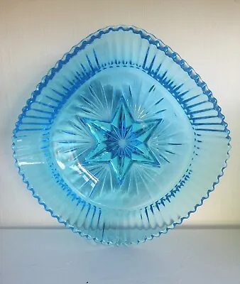 Buy Vintage Sowerby Blue Glass Bowl Star Display Dish Pressed Glass  • 6.99£