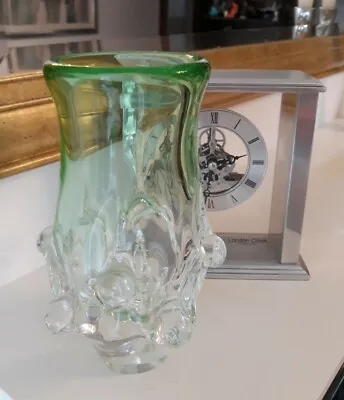 Buy Vintage Skrdlovice Ladislav Palecek Green / Clear Czech Art Glass Vase  • 24.95£
