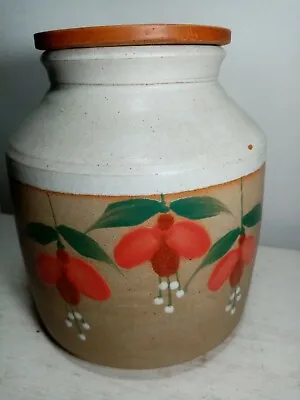 Buy Vintage Studio Pottery Stoneware Storage Jar Unsigned. Fushias. Hand Painted.  • 16£
