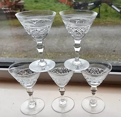 Buy Crystal Glass Webb Made In England  5 X Sherry Glasses 11 Cm High FREE POST • 14.90£