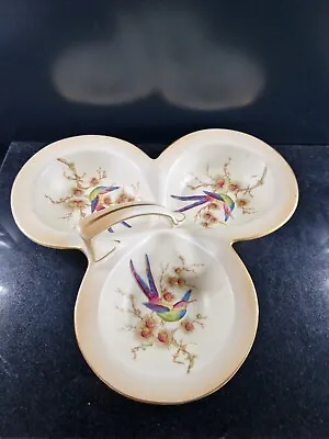 Buy Crown Ducal Triple Bowl Tray Handle Hummingbird Vintage Pottery Painted  • 18£