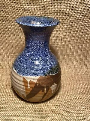 Buy Vintage Canterbury Glazed Studio Pottery Vase Blue, Beige And Brown • 8.99£