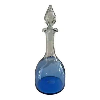 Buy RARE ANTQ Blue Cased Glass Decanter Ruffle Lip Flame Stopper W Rough Pontil WOW • 132.61£