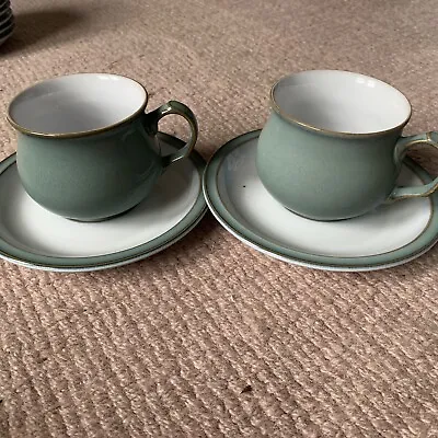 Buy Denby Regency Green Tea Cups And Saucers X2 • 6.99£