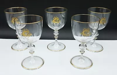 Buy MUSEUM French Baccarat Crystal Beauvais Sherry Glasses Gold Trim & Rim Set Of 5 • 1,005.35£