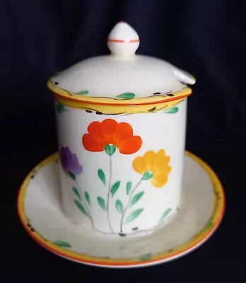 Buy Crown Ducal Flower Design 2398  Preserve/ Jam Pot With Lid - Free Painted  • 12£