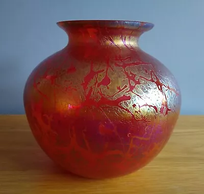 Buy Vintage Royal Brierley Studio Vase Iridescent Red & Gold Signed • 28£