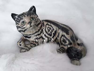 Buy Beswick Persian Cat Lying 1876 Grey Swiss Roll Striped • 70£