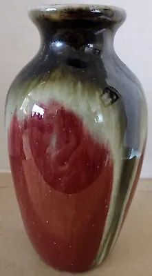 Buy VTG Ceramic Red Black Beige Bud Vase MCM Contemporary Crazing Crackle Glaze 6  • 6.56£