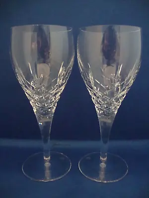 Buy 2 X Royal Doulton Crystal Dorchester Cut Pattern Wine Goblet Glasses - Signed • 34.95£