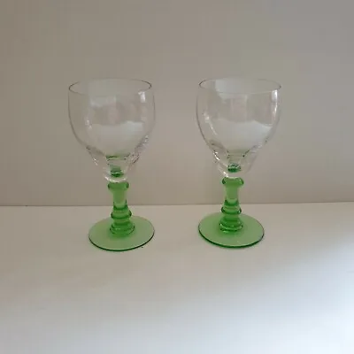 Buy Pair Of Green Glass Stem Sherry Liquor  Vintage • 10£