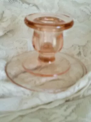 Buy Vintage Pink Depression Glass Candlestick Holder 2 3/4  • 7.47£
