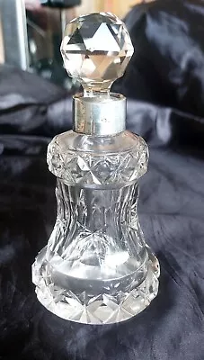 Buy Antique Victorian/Edwardian Bell Shaped Cut Glass Bottle With Silver Collar. • 5£