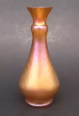 Buy Antique KRALIK Bohemian Art Glass Iridescent  PEACH OIL SPOT  6.25  Bud Vase • 143.67£