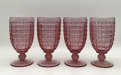 Buy 4 Heisey Victorian Block By Imperial Glass 6 1/8” Iced Tea Goblets Azalea Pink • 92.94£