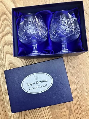 Buy Royal Doulton Crystal Hellene Large BRANDY GLASSES Original Box Unused Excellent • 20£