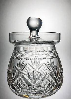 Buy Vintage Lead Crystal Cut Glass Lidded Cranberry  Jam  Preserve Pot  - 12cm • 12.50£