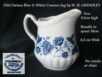 Buy W.H GRINDLEY Blue & White Old Chelsea Pattern Creamer Jug • 4.99£