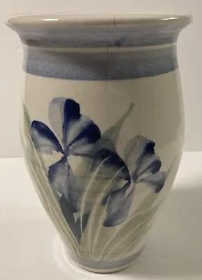 Buy Pottery Vase Signed Iris Design Glazed *see Photos Has Crack • 11.34£
