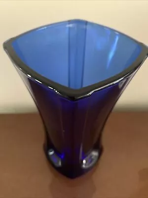 Buy Vintage Luminarc France Vase 7” X 3.5” Top Cobalt Blue Unique Heavy Mint Cond • 18.94£