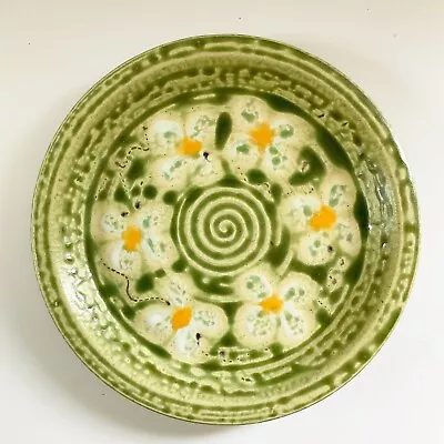Buy Walton Pottery Green And Gold Lg Flowers Bread Plate • 21.61£