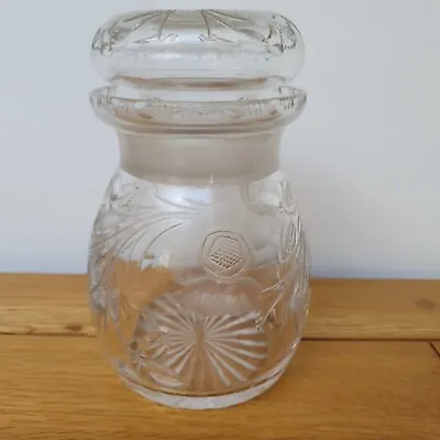Buy Vintage Cut Glass Storage Jar Pickle Jar With Cut Glass Stopper Star Cut Base 6  • 5.99£