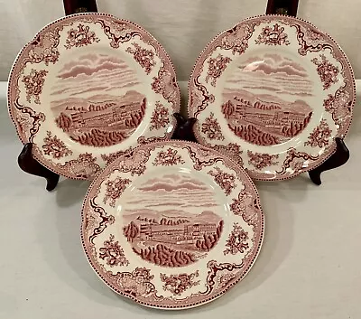 Buy Lot Of 3 Johnson Brothers PINK Old Britain Castles 8” Salad Plates: CHATSWORTH • 33.66£