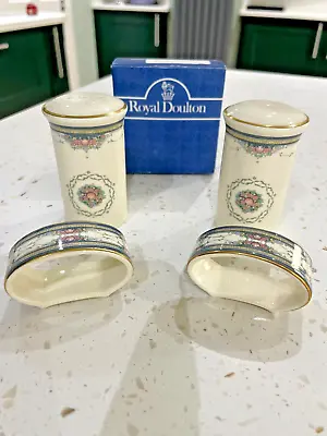 Buy Royal Doulton Albany H5121 Pattern Salt & Pepper With 2 Napkin Rins • 24.99£