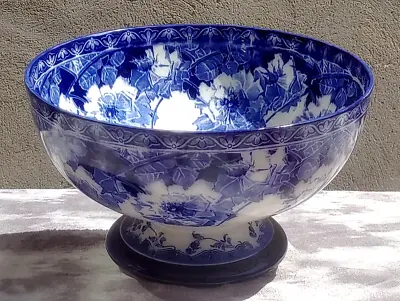 Buy Rare Royal Doulton Briar Rose Flow Blue Ceramic Pottery Antique Pedestal Bowl • 325£
