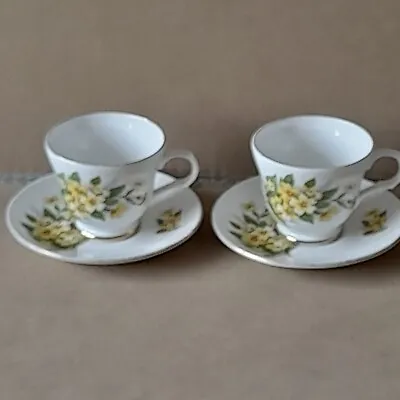 Buy Crown Classic Fine Bone China Staffordshire Tea Cups & Saucers X 2 • 2.99£