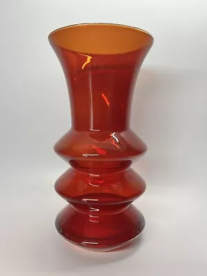 Buy 1970s Hooped Scandinavian Red Glass Vase Mid-Century Modern • 18£
