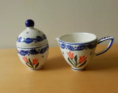 Buy Modern Delft Ware, Orange Tulip, Blue Floral, Hand-painted  Sugar Bowl & Creamer • 12.50£