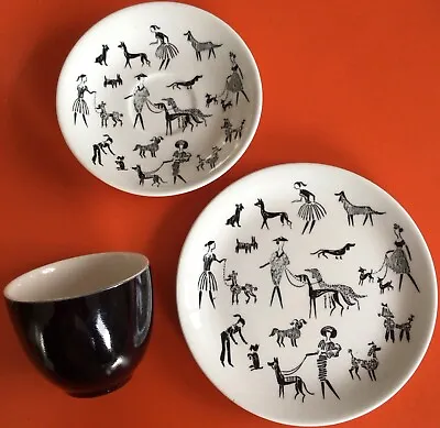 Buy Vintage Retro MCM 50s Alfred Meakin Dog Walkers Trio Cup Saucer Plate Monochrome • 35£