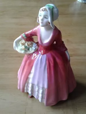 Buy Royal Doulton Figurine  JANET  HN1537. Woman In Pink Dress With Flower Basket • 48.75£